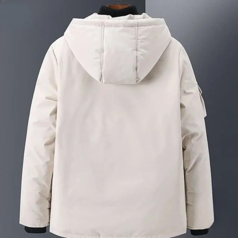 Jaket panjang longgar, jaket parka tebal hangat pria, jaket Down musim dingin pecinta hoodie, mantel Siswa