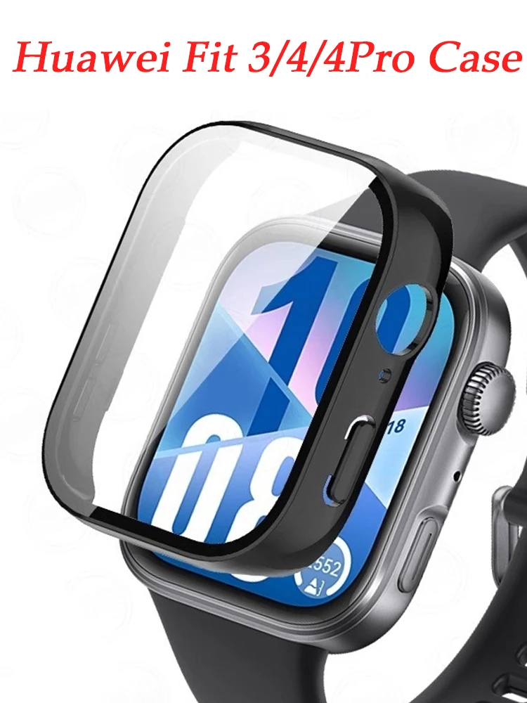 Gehärtetes Glas + Hülle für Huawei Watch Fit 4 Pro, Rundum-PC-Stoßstange, Displayschutzfolien für Huawei Fit 4-Zubehör