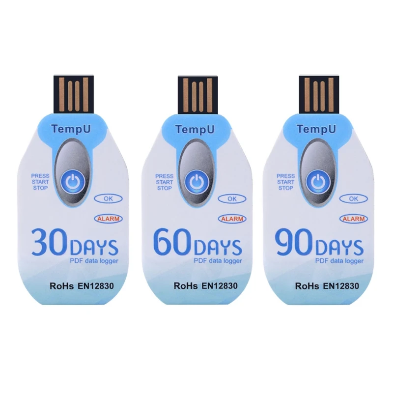Bộ ghi dữ liệu nhiệt độ USB Bộ ghi dữ liệu nhiệt độ và độ ẩm Sử dụng một lần Báo cáo PDF Cổng USB 10000 điểm 30/60/90 ngày