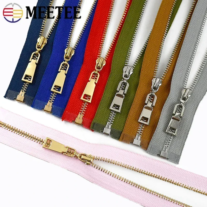 5Pcs Meetee 15/18/20/25/30cm 3# Metal Zippers Close-End Auto Lock Zips for Bag Garment Zip Closure Repair Sewing Accessories