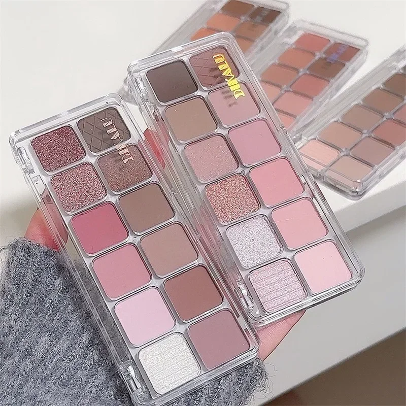 Sombra Pérola Matte para Meninas, Paleta de Sombra, Maquiagem Iniciante, Rosa Nu, Baixa Saturação, Pigmento Matte, 12 Cores