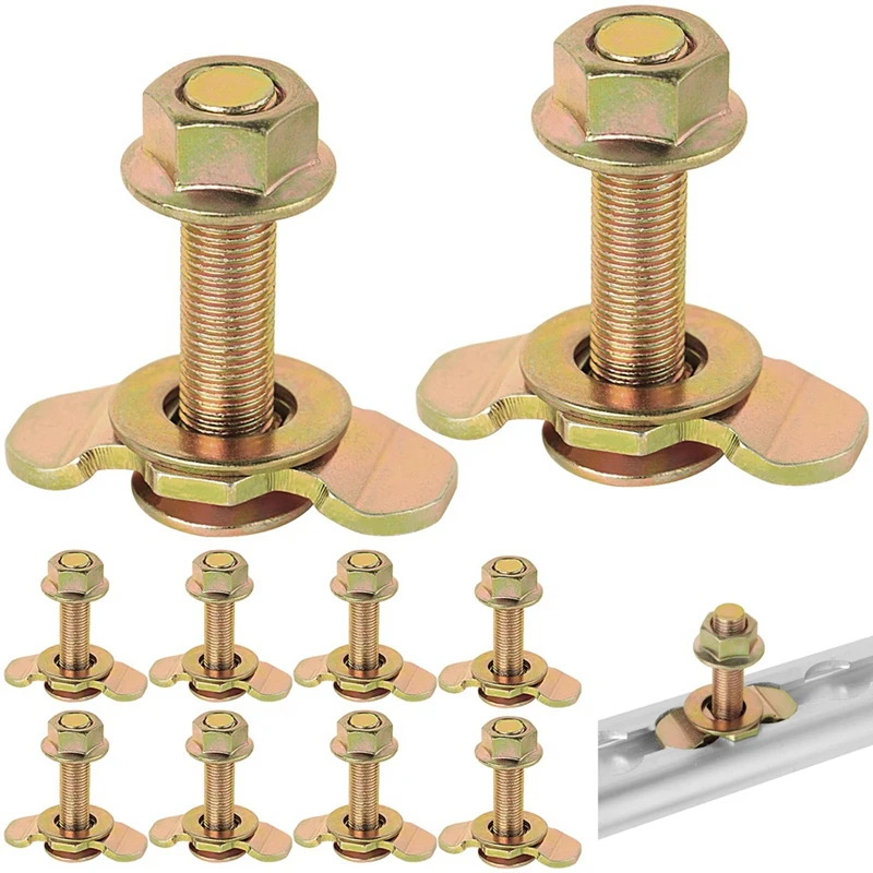 L Track Threaded Stud Fittings L-Track Threaded Double Stud Lug Fitting Tie Down, Used With L Track Rails Easy To Use , Gold