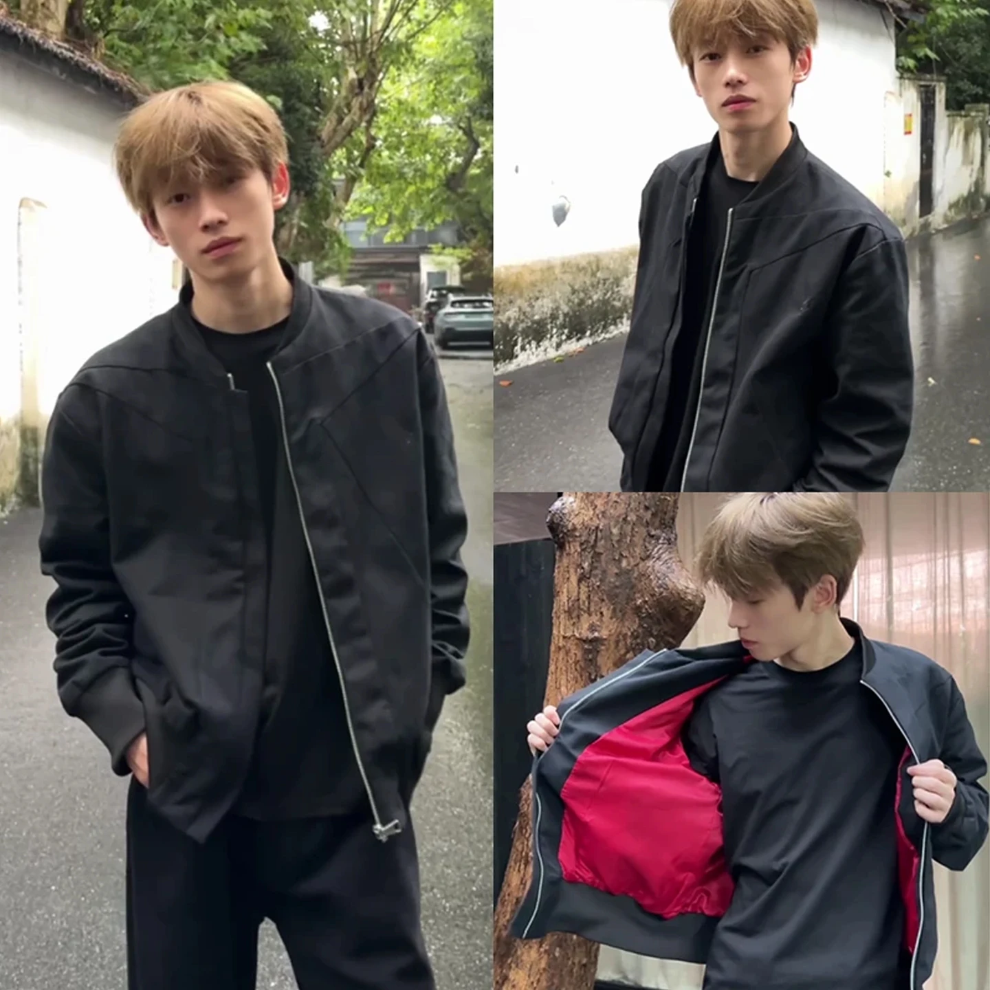 

Мужская осенняя бейсбольная куртка Bla Red Inner в американском стиле Detroit Workwear для подростков