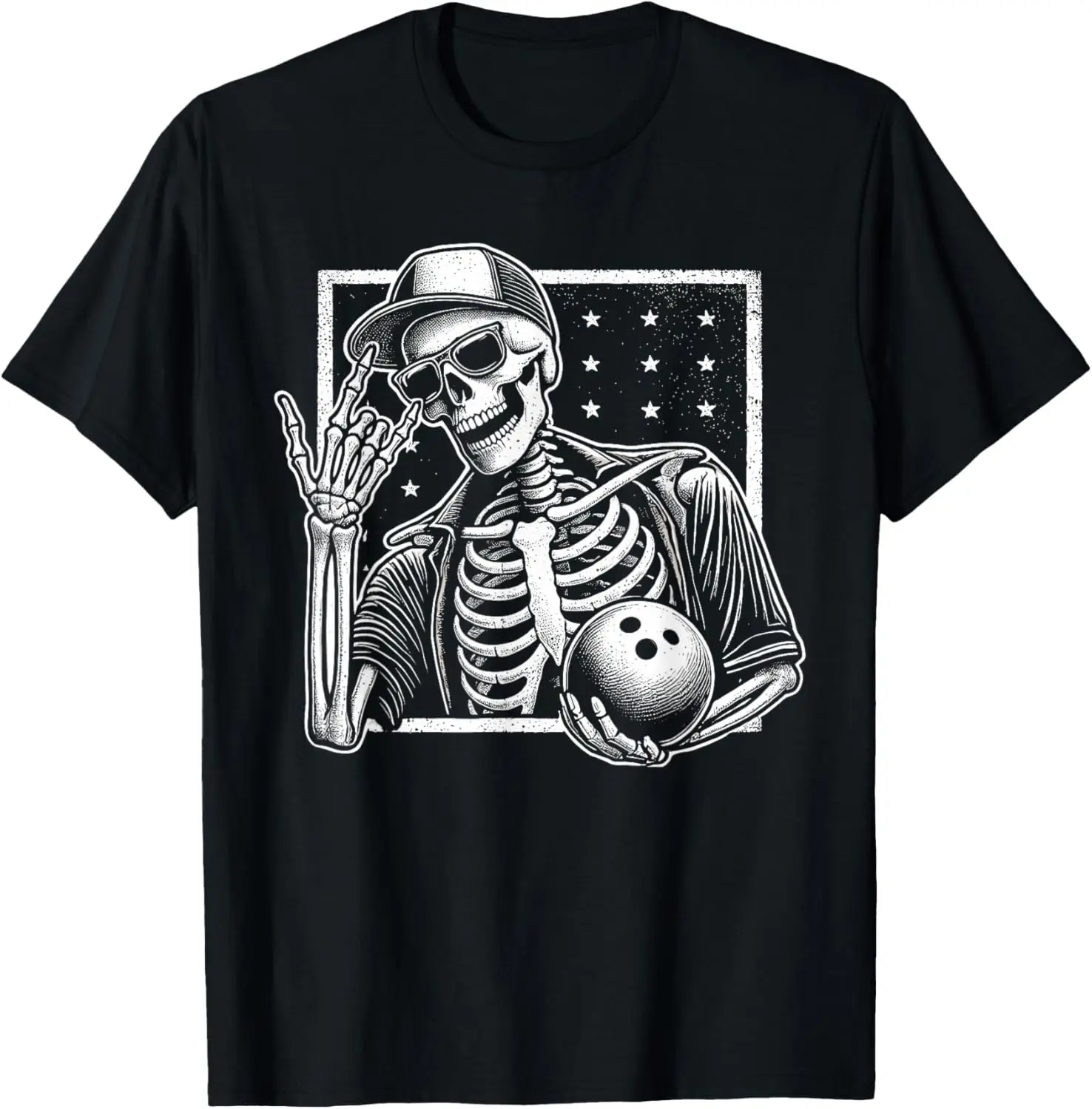 Skeleton Bowling Player Birthday Halloween Mens Womens Kids T-Shirt