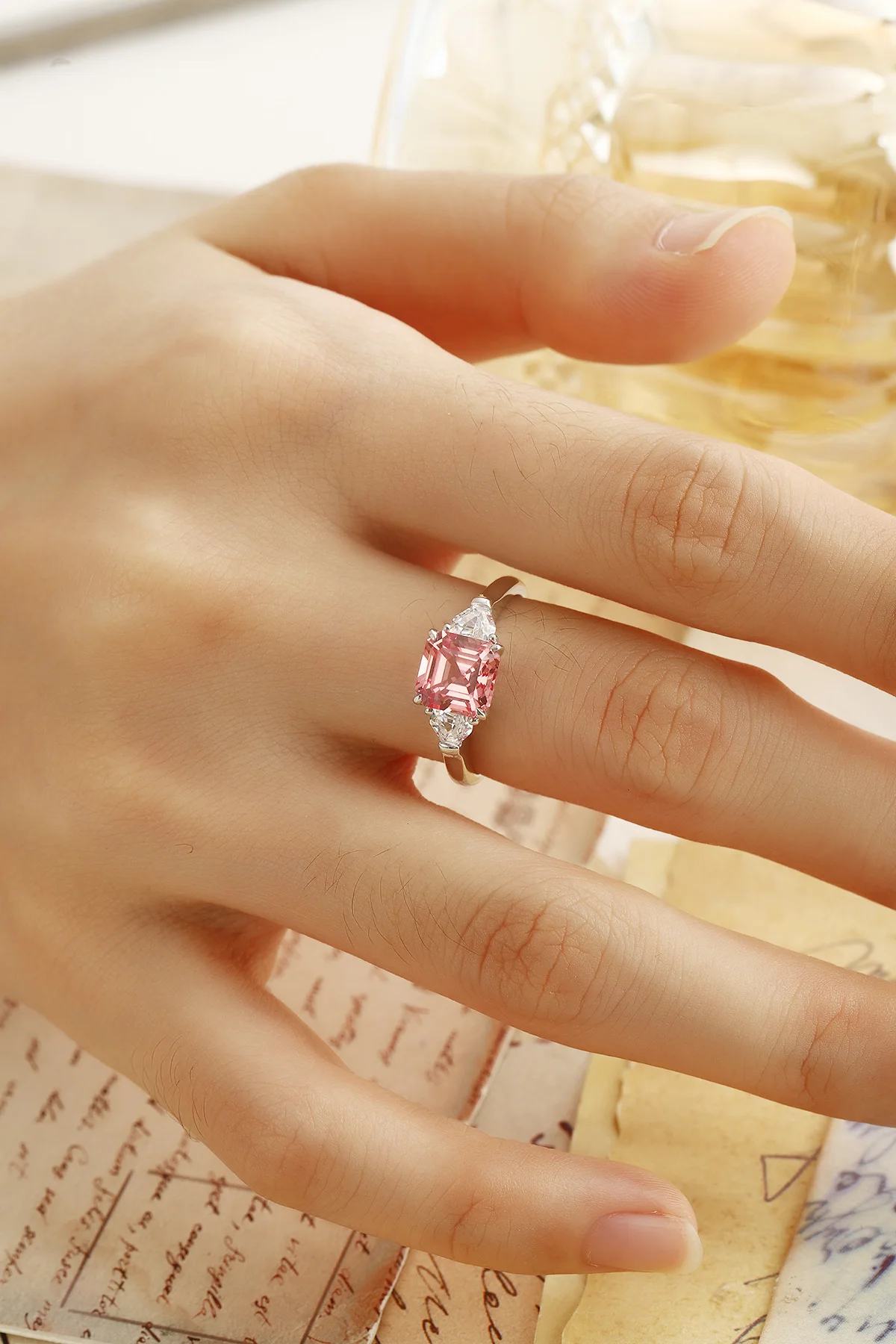 New Trendy Luxury Lab Grown Emerald Rings for Women Accessories Sterling Silver 925 Fashion Ring for Anniversary Custom