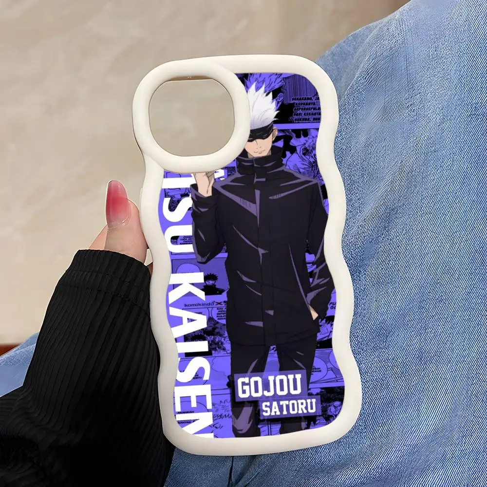 

Jujutsu Kaisen Satoru Gojo Phone Case for iPhone 17 16 15 14 13 12 11 Air Pro Max Plus Wavy Edge TPU Colorful Cover Pretty Cover
