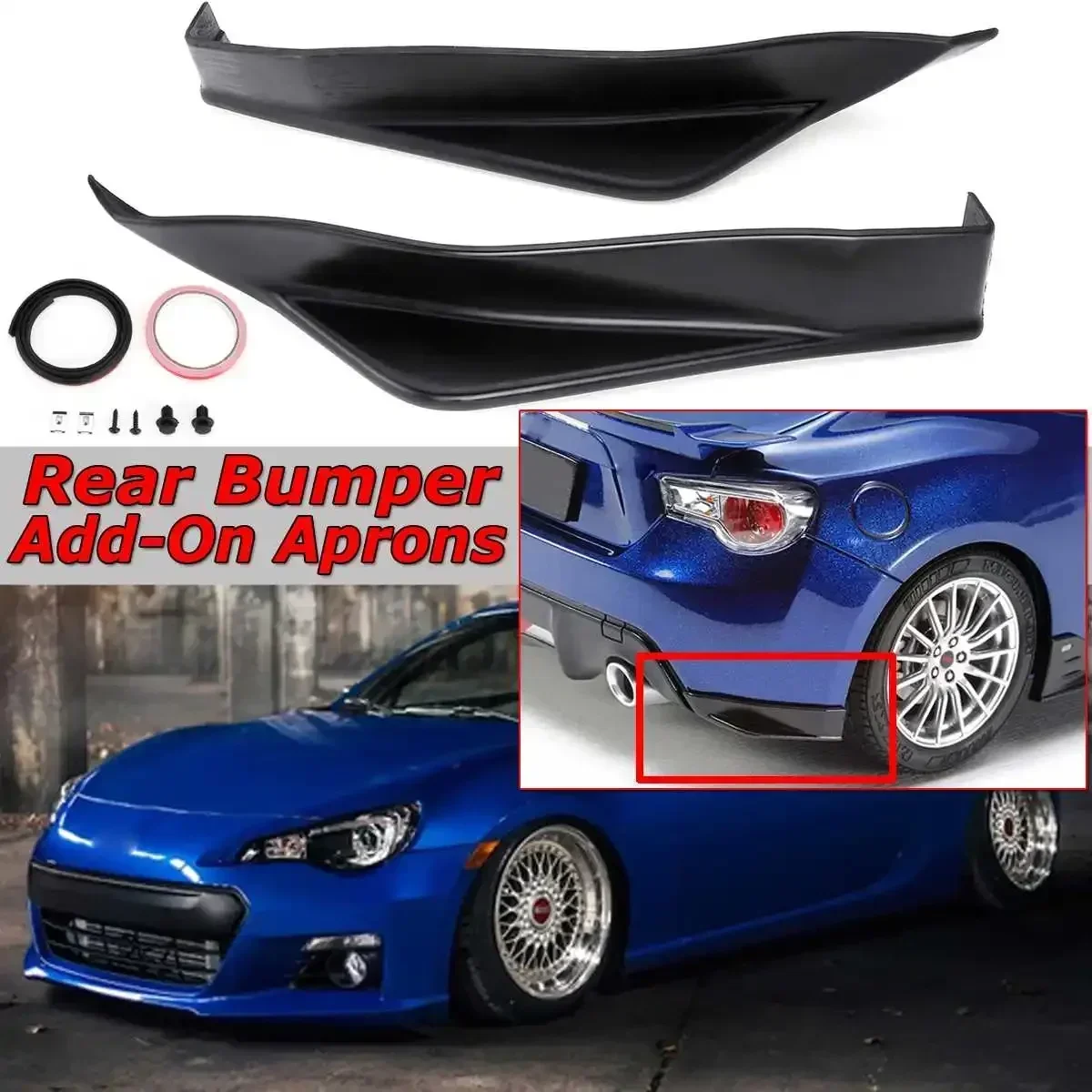 New TS Style Car Rear Bumper Splitter Lip Diffuser Cover Trim Add-On For Aero Side Aprons For Subaru BRZ Sti 2013-2018 Body Kit