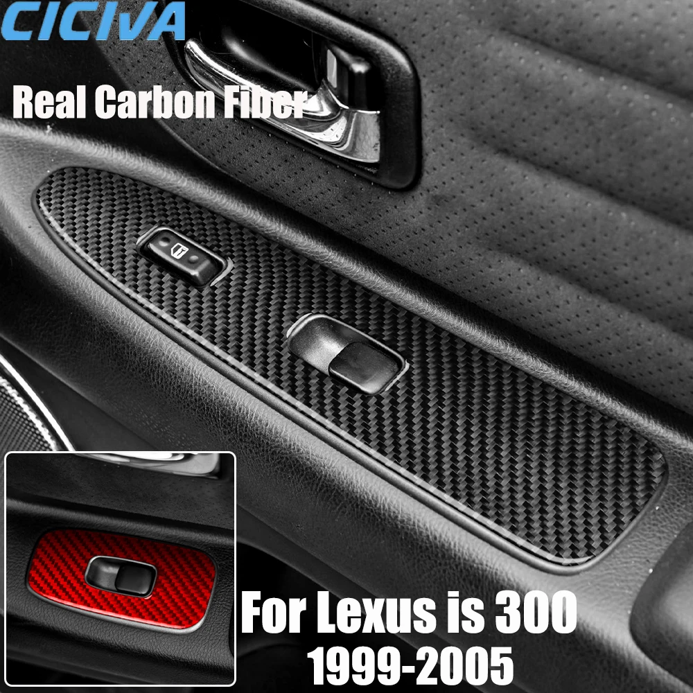 

Real Carbon Fiber Car Accessories Window Lift Set Trim Cover Soft Sticker For Lexus is 300 1999 2000 2001 2002 2003 2004 2005