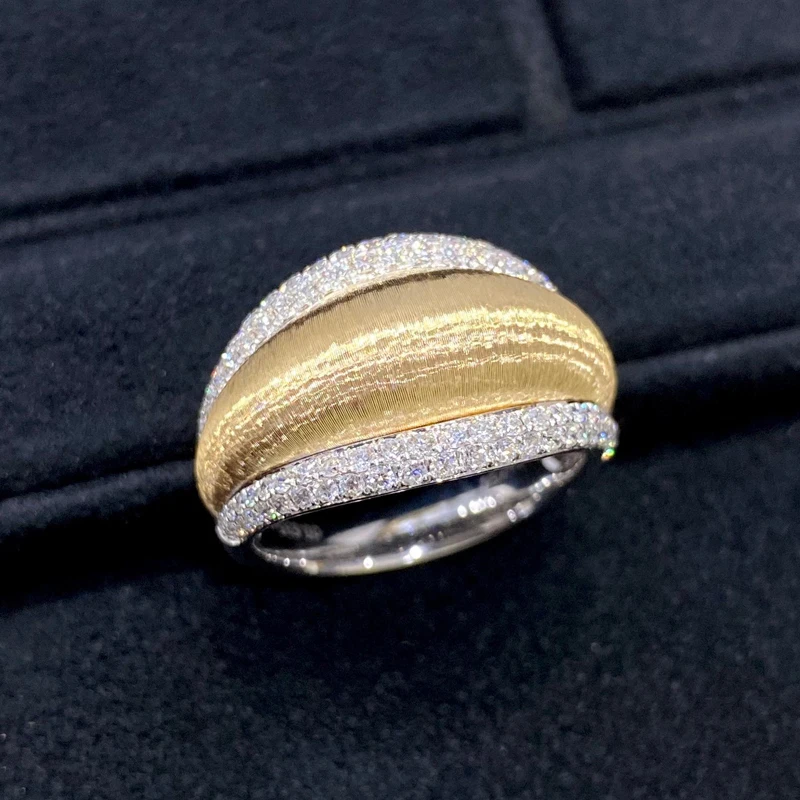 

Aazuo Vintage Jewelry 18K Yellow Gold Jewelry Sets Real Diamonds Fashion Leaf Ring For Women Engagement Wedding Party
