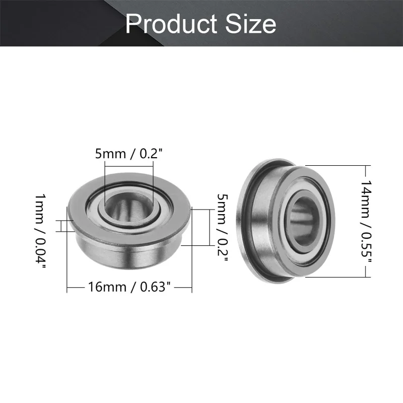 F605ZZ Deep Groove Bearings 5x14x16x5x1mm Double Bearing High Carbon Chromium Steel Roller Guide Bearing 5pcs