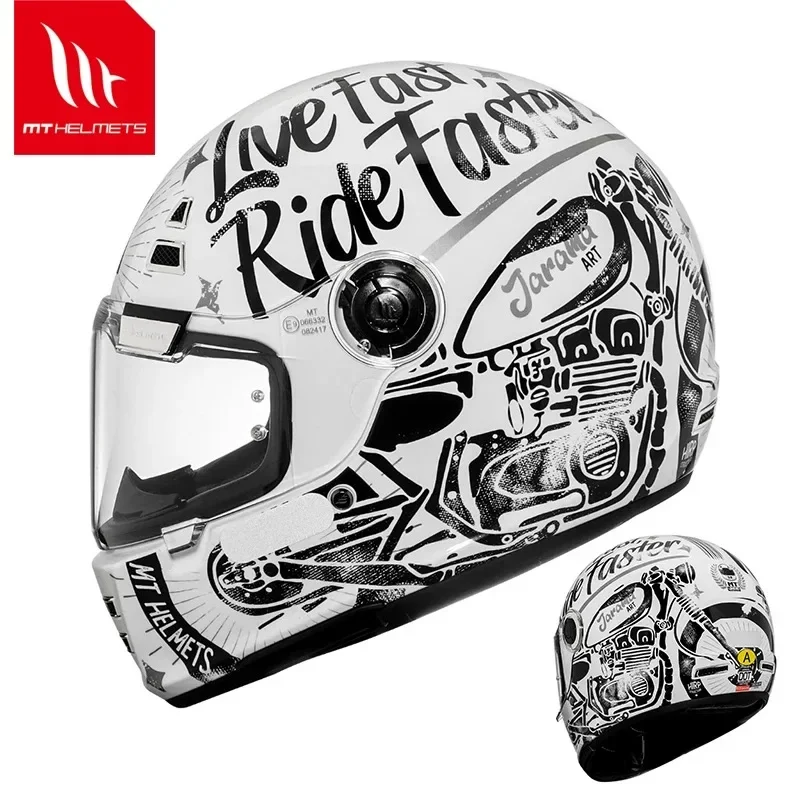 

2025 New Original MT Jarama Retro Motorcycle Helmet DOT ECE Certification Full Face Racing Off Road Helmet Cascos Para Motos