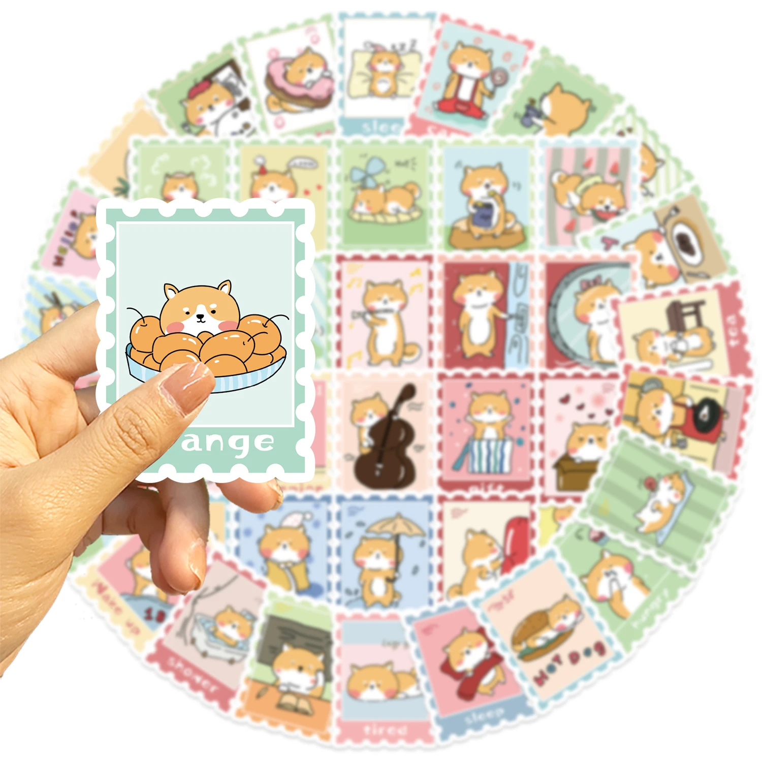 漫画の動物のステッカー,防水PVCステッカー,ラップトップ,スケートボード,車,犬のスタンプ,キュートで面白い,50個