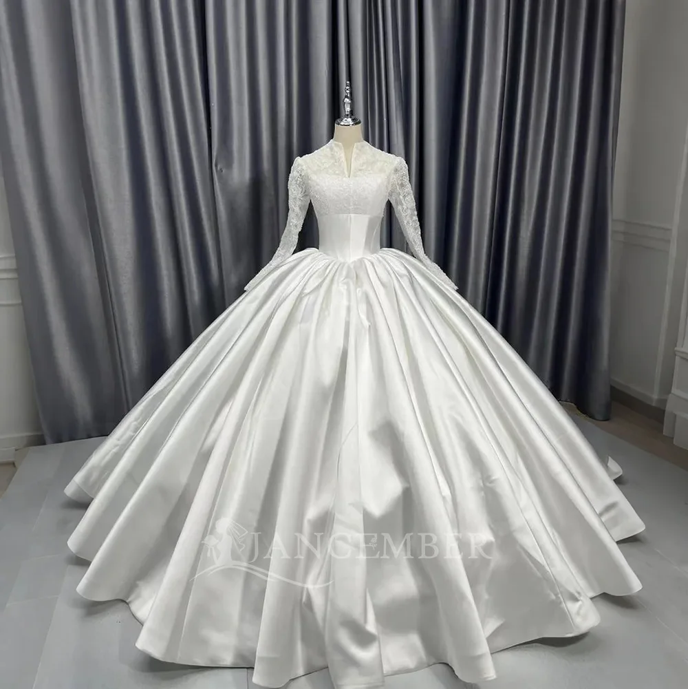 Customized Shiny Princess 2025 New Design Bohemian Wedding Dresses Satin Promotion Long Sleeves Bridal Gowns Vestido De Novia