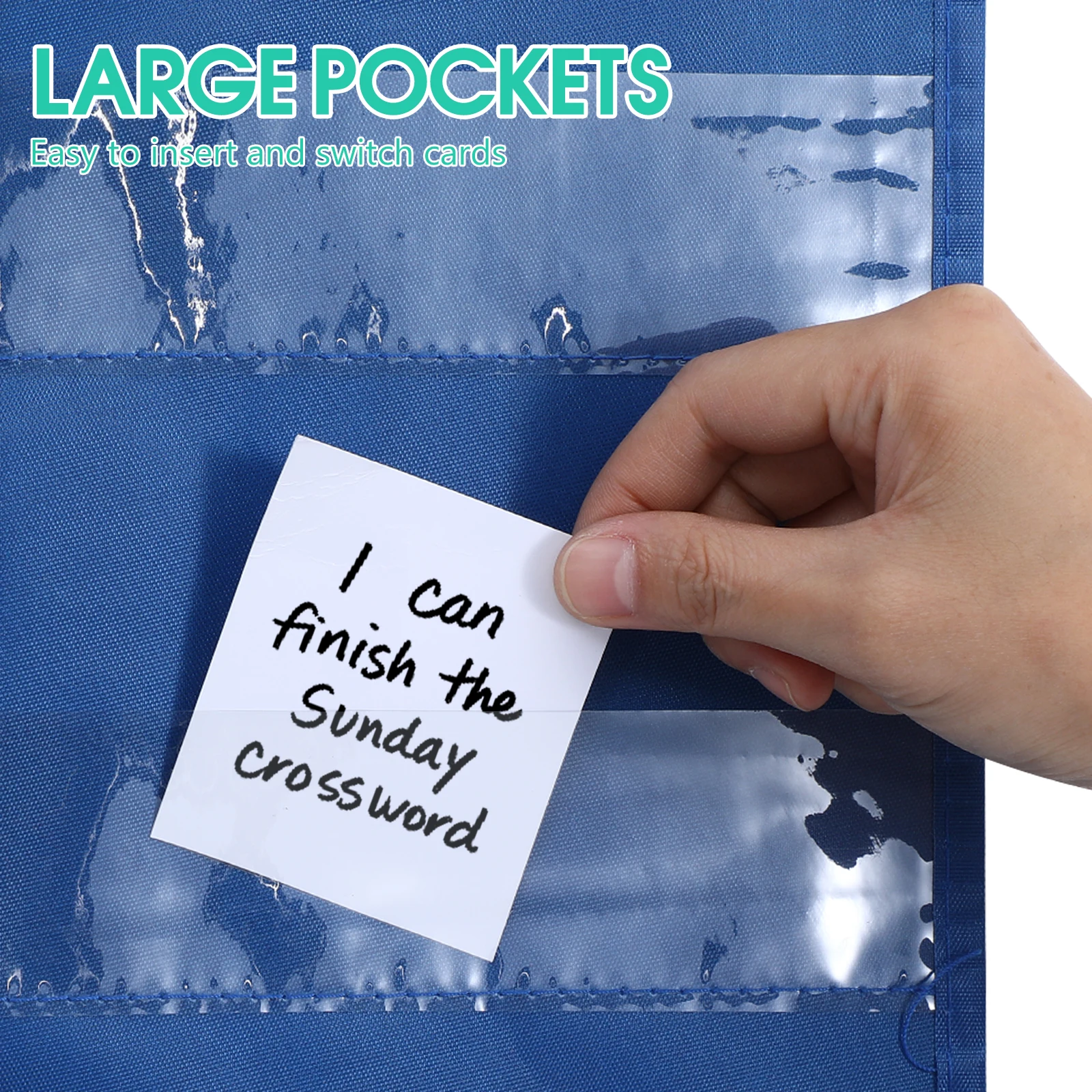 

1pc 10 Transparent Card Pockets Polyester Material Classroom Wall Hanging Storage Bag Organizer For Kids Educational Tools