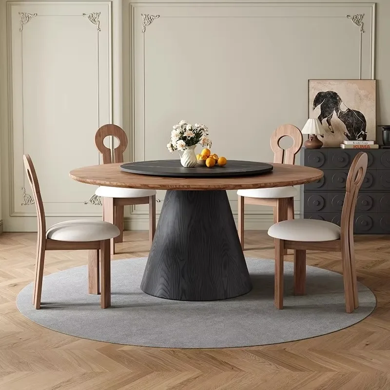 

Роскошный современный обеденный набор для дома: креативный, прочный, круглый обеденный стол из дерева, высококачественная мебель для столовой.