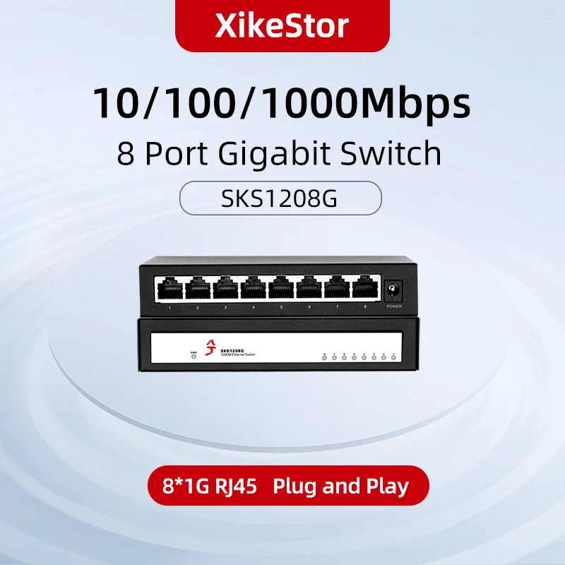 XikeStor 8 Ports 1000M Unmanaged Ethernet Switch High-speed transmission/Plug and Play/Widely applied for multiple scenarios