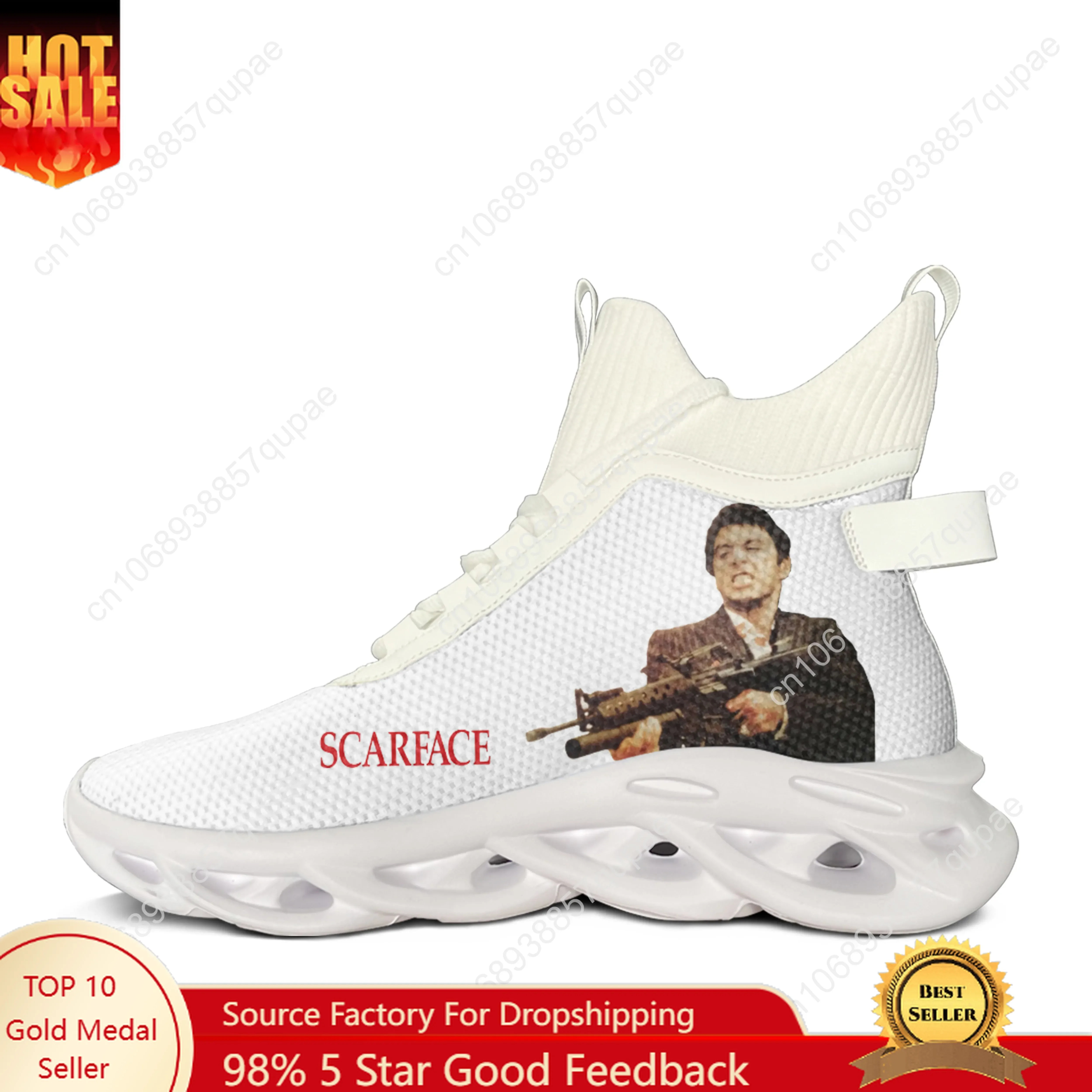 

Scarface High Top Flats Sneakers Al Pacino Mens Womens Sports Running Shoes Quality Sneaker Lace Up Mesh Footwear Custom Shoe