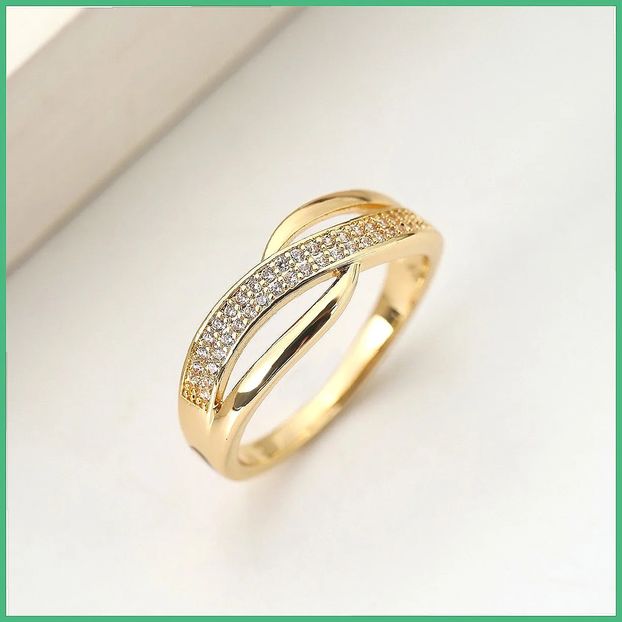 Cross Finger Ring Set with Full Crystals, Fashionable Minimalist Stackable Rings for Women, Elegant Jewelry Gift
