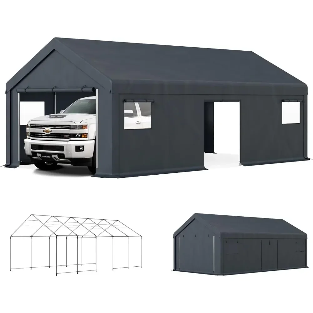 for  Removable Sidewalls & Doors, Waterproof & 12 Legs, Large Heavy Duty Carport Garage