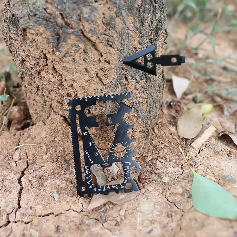 أداة إنقاذ بطاقة الائتمان 18 في 1 رفيعة للغاية ومتعددة الوظائف EDC معدات خارجية للتخييم أساسية مع سكين/فتاحة زجاجات