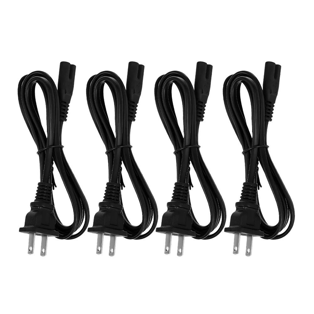 

4pcs Power 1.5M Appliance Power Cord Standard Double Hole for Lamp Computer Home Appliances Black Stable