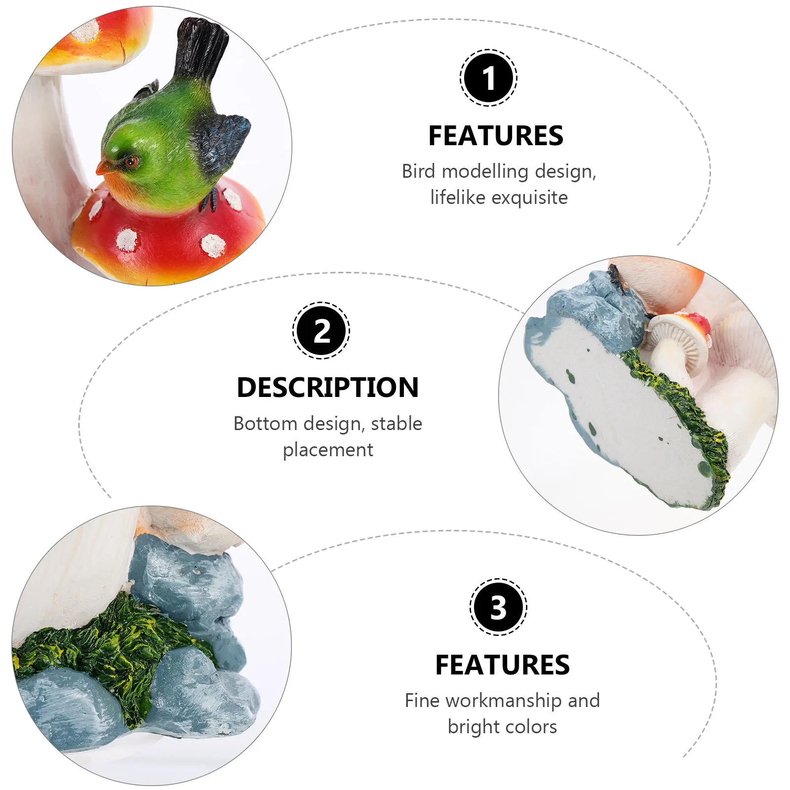 

Mushrooms Garden Decor Mini Ornaments Figurines Bird Sculptures Table Top Decorations Outdoor