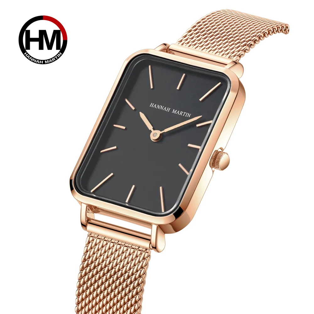 HANNAH MARTIN Top Brand Original High Quality Ladies Watch British Designer Design Japanese Miyota 2035 Movement 3ATM Waterproof  Quartz Movement Luxury Women Watch Fashion Watch for Women Stainless Steel Gift Box Ladies Wristwatch Reloj Mujer