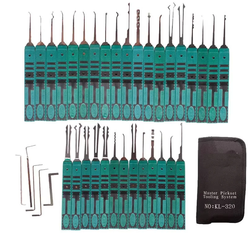 Hot Sale 32pcs Practice Stainless Steel Pick Kit Pad   smith  pick Picking Tools Set