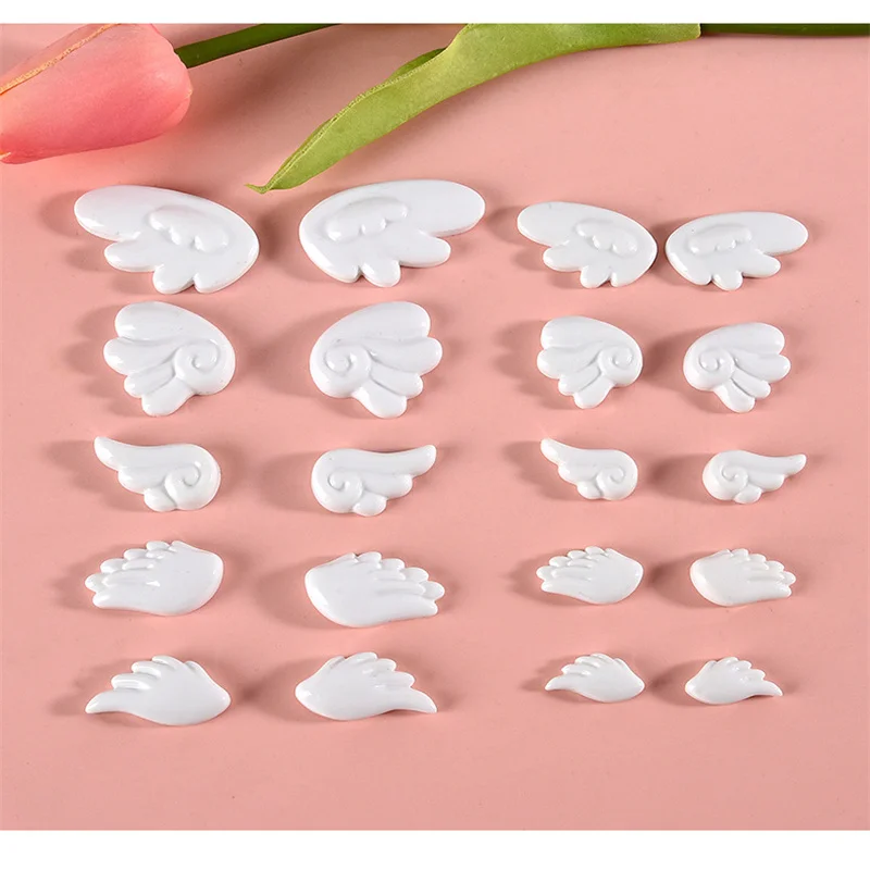 20Pcs Cute White Angel Wings Flatback Resin DIY Home Decor Craft Supplies Kawaii Phone Case Patch Cabochon Scrapbooking Material