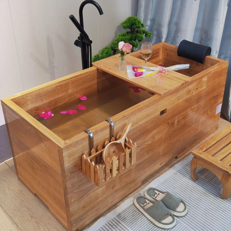 

Square oak bathbath adult wooden barrel solid wood household bath wooden full bodybath beauty salon