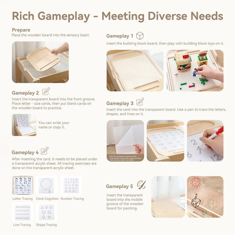 Optical Wooden Sensory Table Montessori Letter Board Set Promotes Sensory Refinement Children's Learning Supplies Gift - view 4