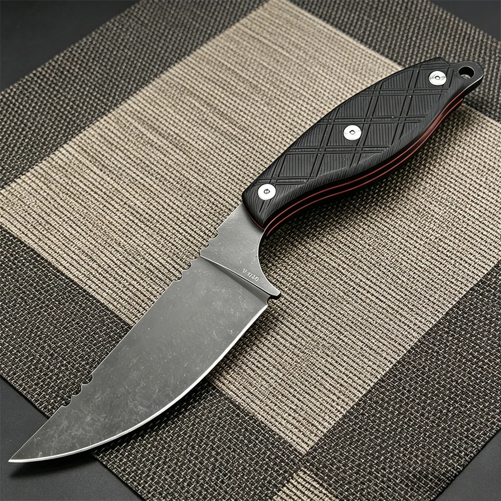

Full-Tang Fixed Blade Knife High-Carbon Steel Sharp Blade Textured Grip for Multi-purpose Outdoor Hunting Camping Tool for Gift