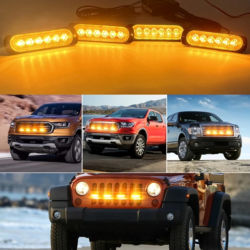 Éclairage de calandre avant de voiture LED 4 en 1, 12V 24V, feux d'avertissement stroboscopiques, balise Flash, Signal Flash, Stroboscope automatique
