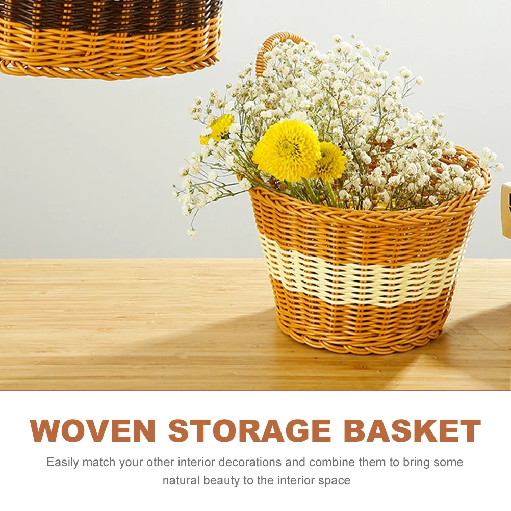 

Woven Wall Basket Hanging Storage Organizer Decorative Flower Basket Plastic Material for Indoor Outdoor Use