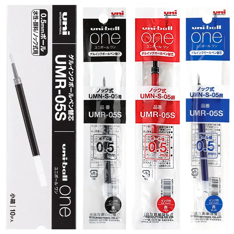 Uni-ball one-tinta de Gel con notas adhesivas, 10 recargas (UMR-05S UMR-38S) que se pueden escribir con claridad, 0,5mm, 0,38mm, negro, rojo y azul