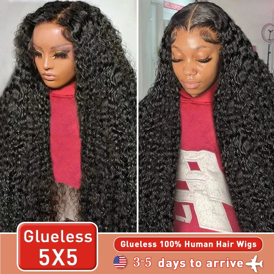 32 40 Inch 250 Density Loose Deep Wave 13x6 HD Transprent Lace Frontal Wigs Human Hair Curly 5X5 Gluless Closure Wig For Women