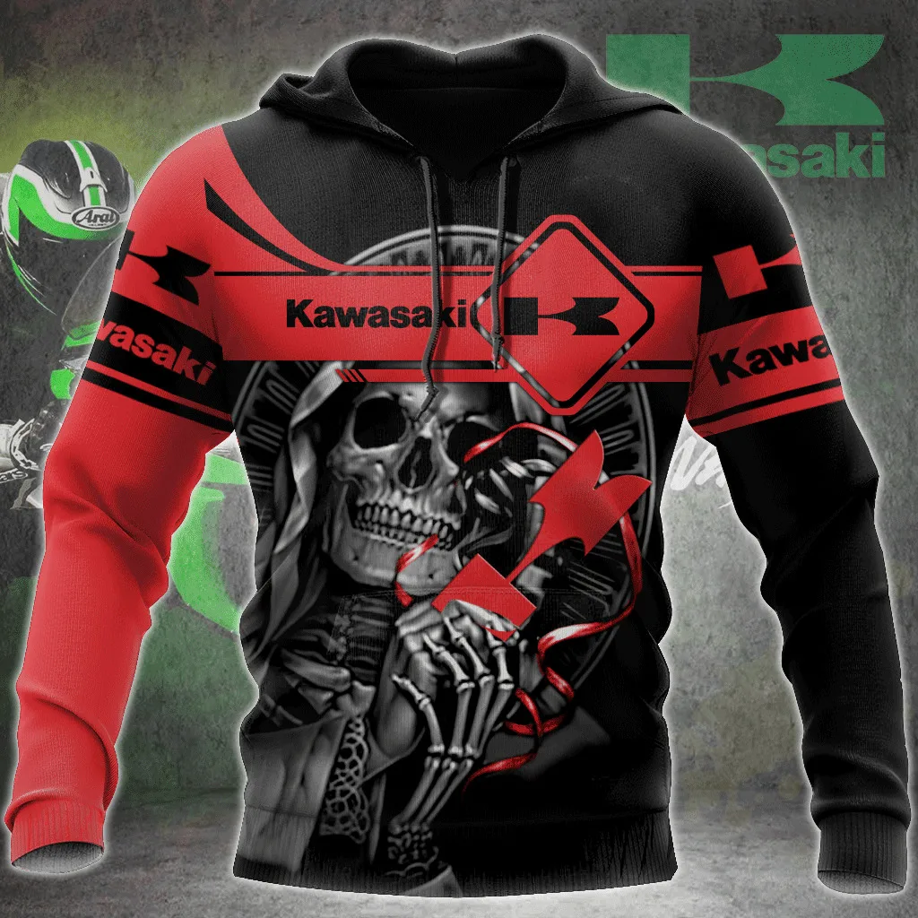 Kawasaki Unisex Mens Clothing Racing Suit Oversized Hoodie Street Sweatshirt High-quality Child Motorcycle Uniform Extreme Sport