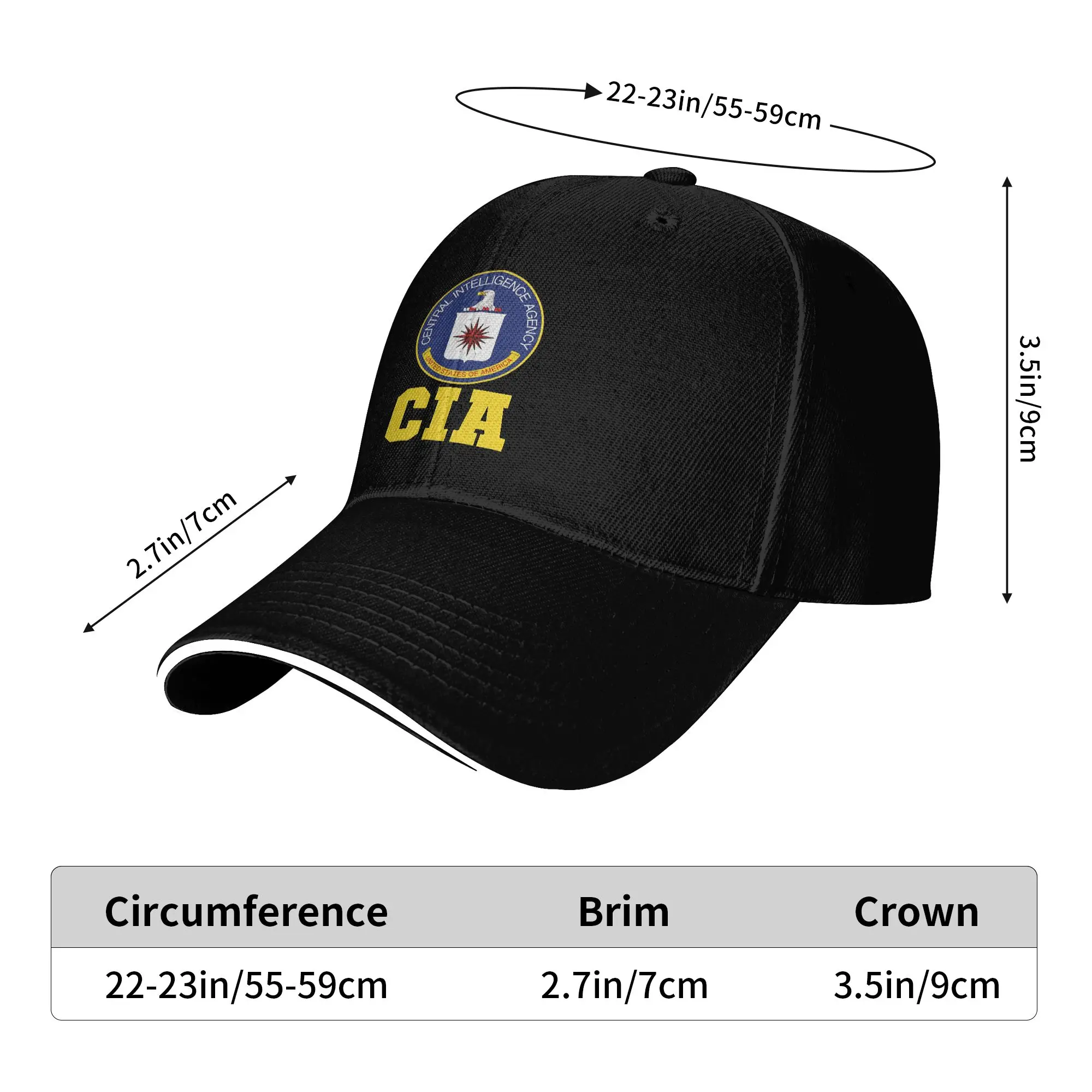 Central Intelligence Agency CIA Sun Baseball Cap Summer Women Men  Custom DIY Trucker Hat High Quality Stylish Baseball Caps