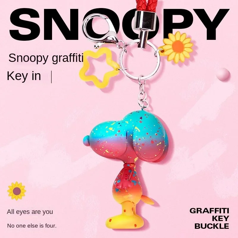 

Cartoon Anime Snoopy Graffiti Colorful 3D Doll Keychain Backpack Pendant Ornament Birthday Gift