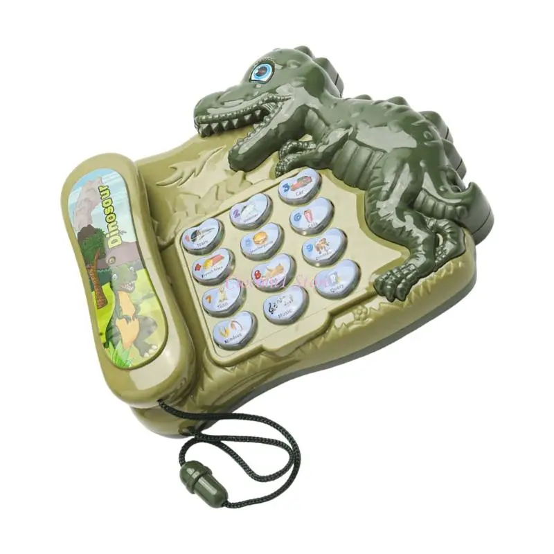 Y1UB อุปกรณ์การเรียนรู้ไดโนเสาร์สำหรับเด็ก เครื่องจำลองเสียงการ์ตูน วัสดุที่ปลอดภัย แกล้งทำเป็นโทรศัพท์