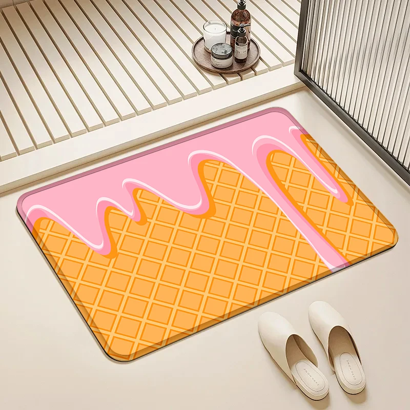 

Pink Frosting Waffle Door Mat Non-Slip Absorbent Floor Rug for Home Kitchen Bathroom Decor