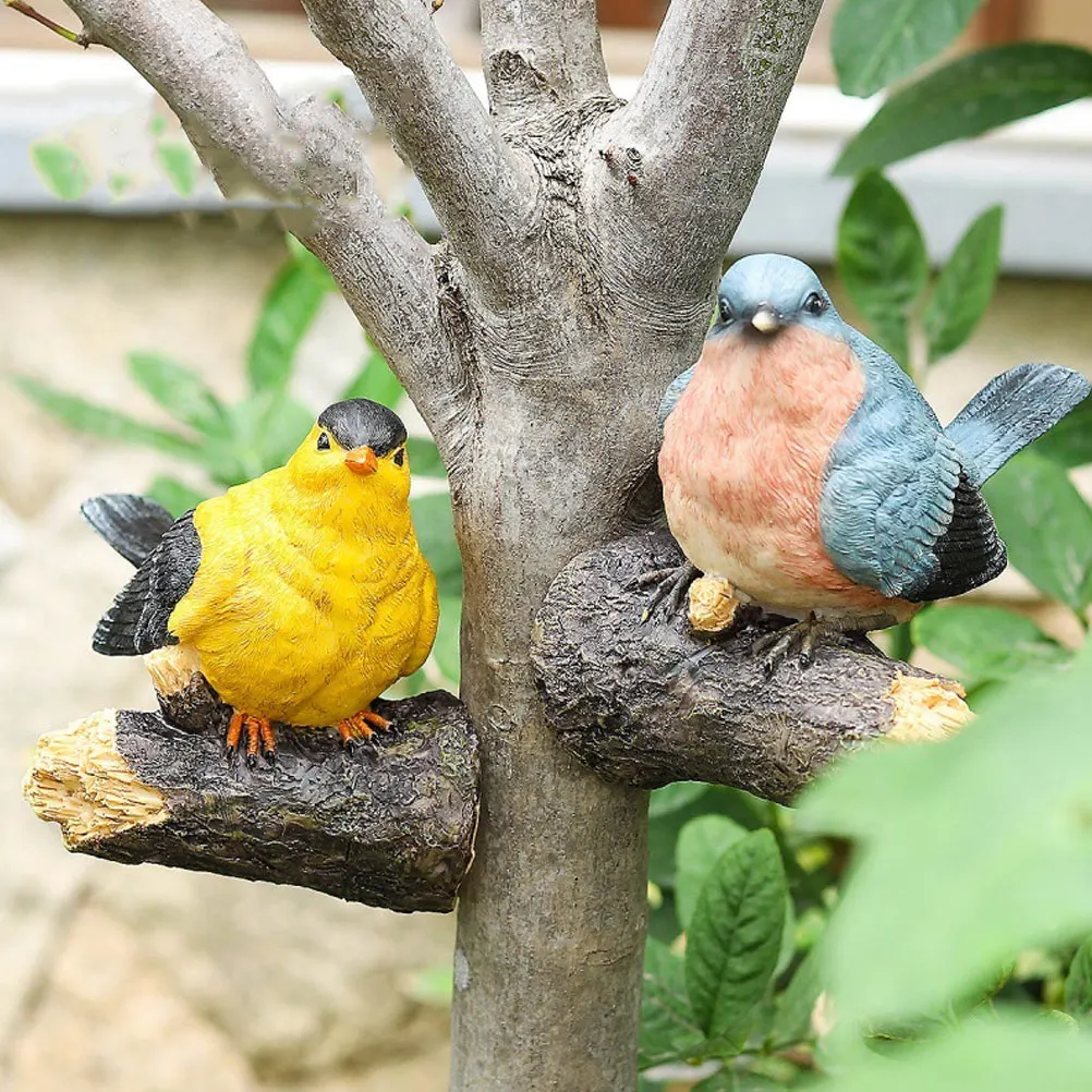 

1Pcs Simulation Resin Bird Yellow Garden Bird Ornament Yard Decor 's Educational Craft Decorative Park Adornment Mini