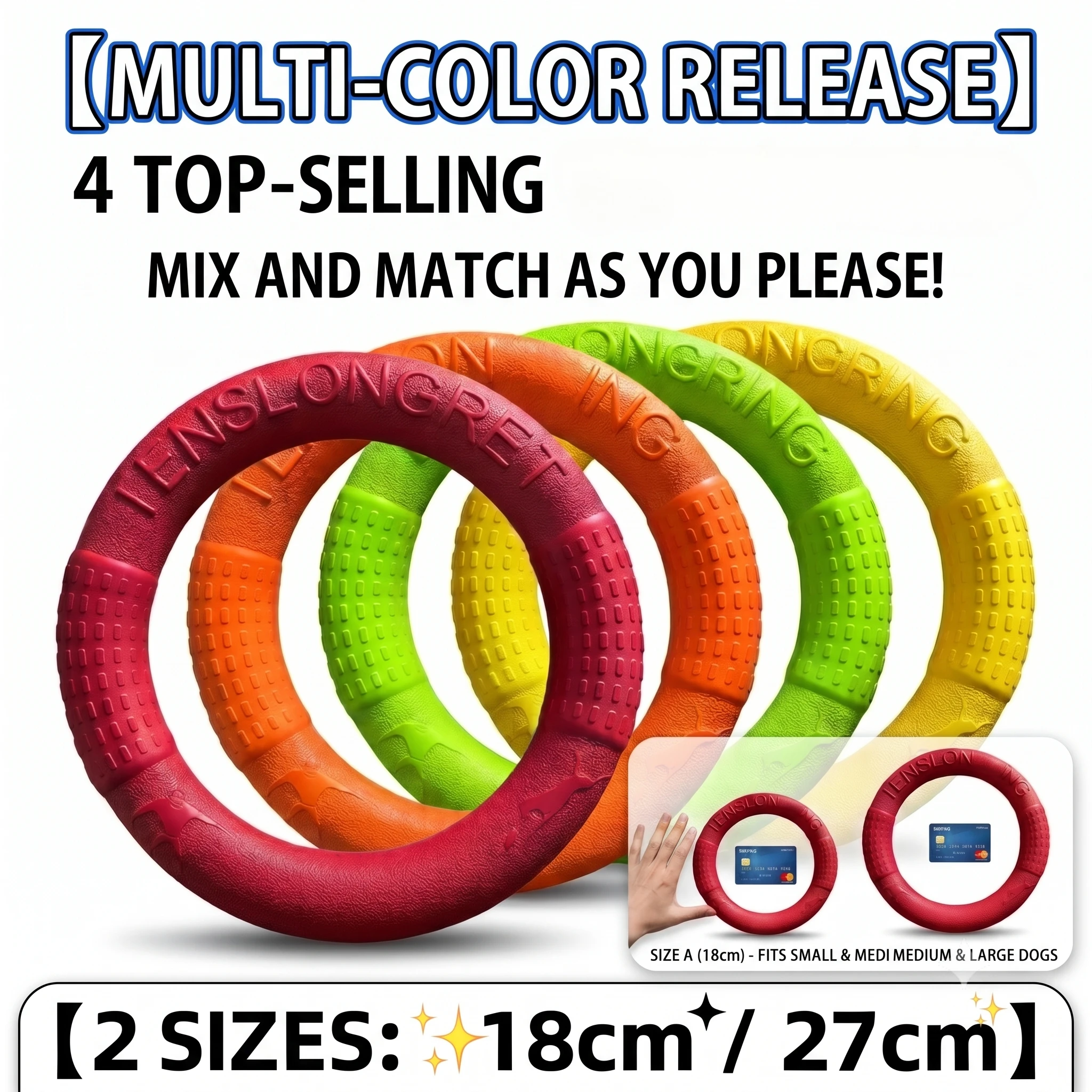 Brinquedos flutuantes para cães de água Pet Flying Disk Anel de treinamento Brinquedo interativo Extrator Resistente, Agressivo, Mastigação para cães de pequeno e médio porte