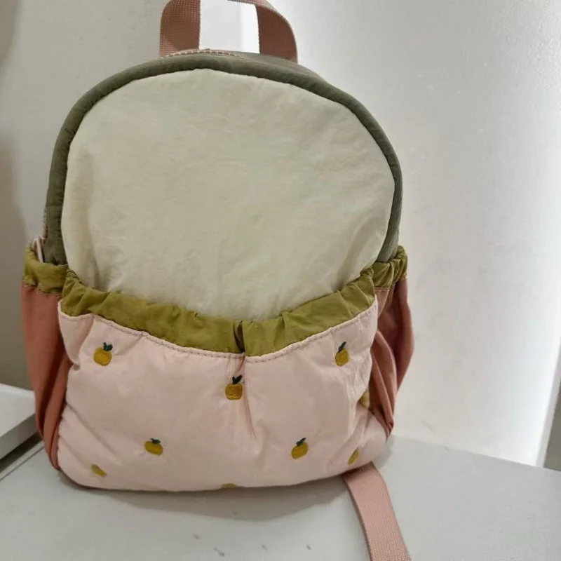 Mochila de hombro personalizada para niños, Mini bolso de viaje ligero con bordado de manzana bonito a juego, para guardería