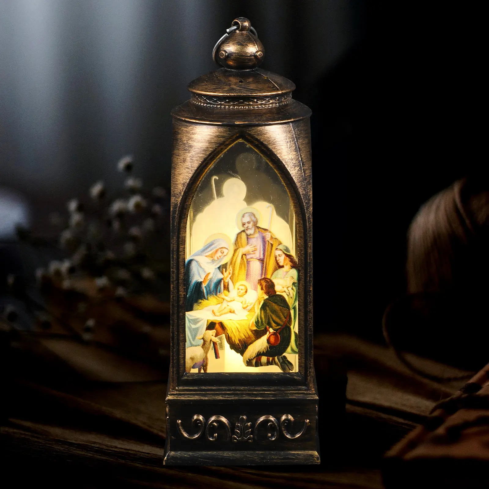 

Рождественский светодиодный фонарь, декоративные светильники из пластика, для помещений и улицы, для вечеринок, праздничный ночник, подвесное украшение