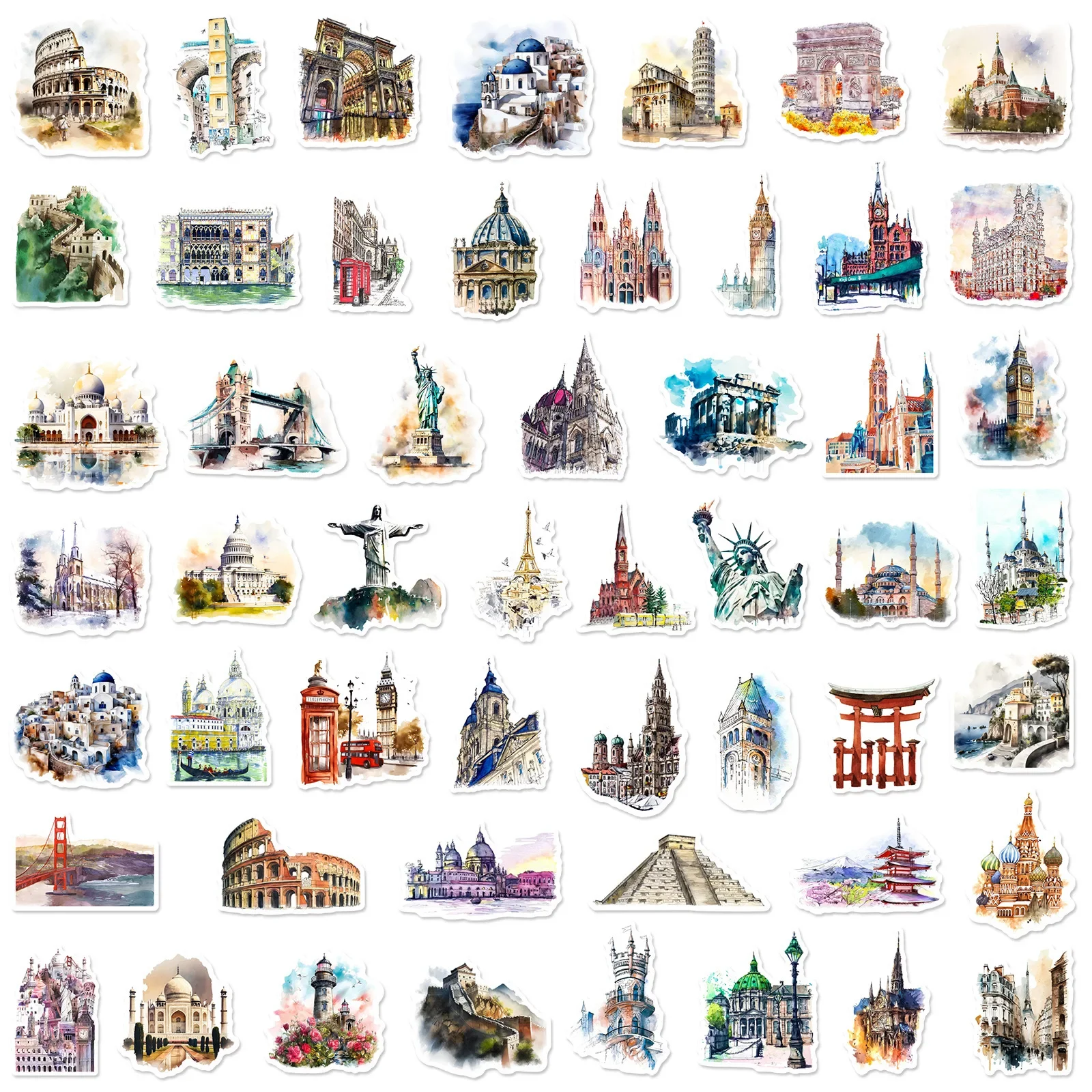 10/50/100pcs World Famous City Travel Graffiti Stickers Landmark Scenery Decals DIY Suitcase Luggage Bike Car Skateboard Sticker