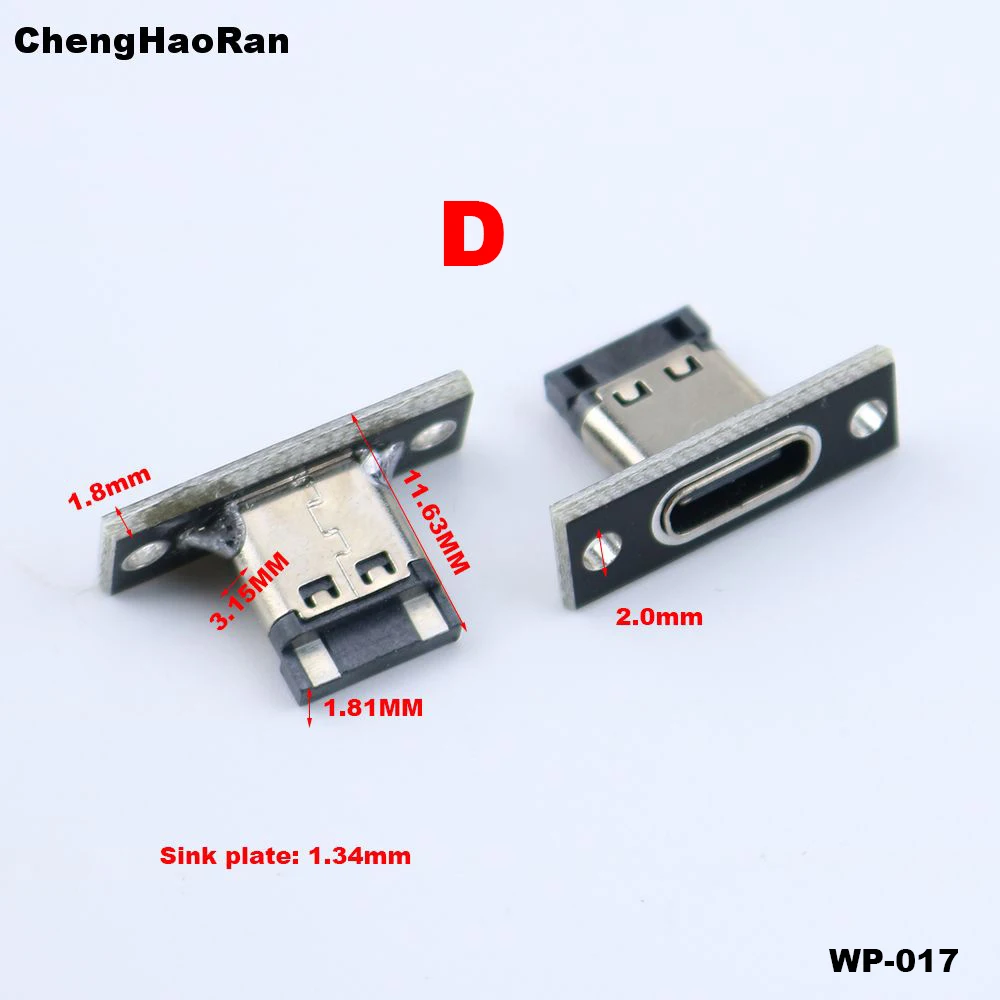 2P TYPE-C Weibliche doppelseitige Positive & Negative Plug-in Test Board USB 3,1 W/ PCB board Connector Daten Lade Port 2pin