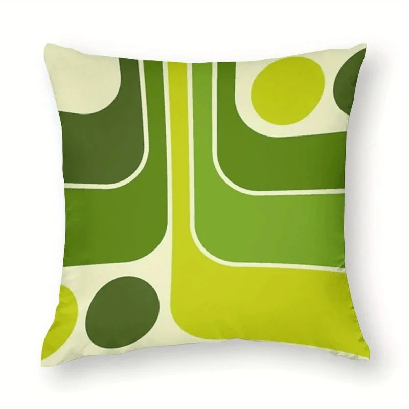 1pc Flat Print Double-Sided Vintage Geometric Design Sofa Pillow, Suitable for Outdoor Home Use, Printed, Zipper Closure, Machine Washable, Decorative Cushion for Bedroom and Living Room Sofa, 16x16 18x18 20x20 Inches, Bedroom Decor, Floral Pattern