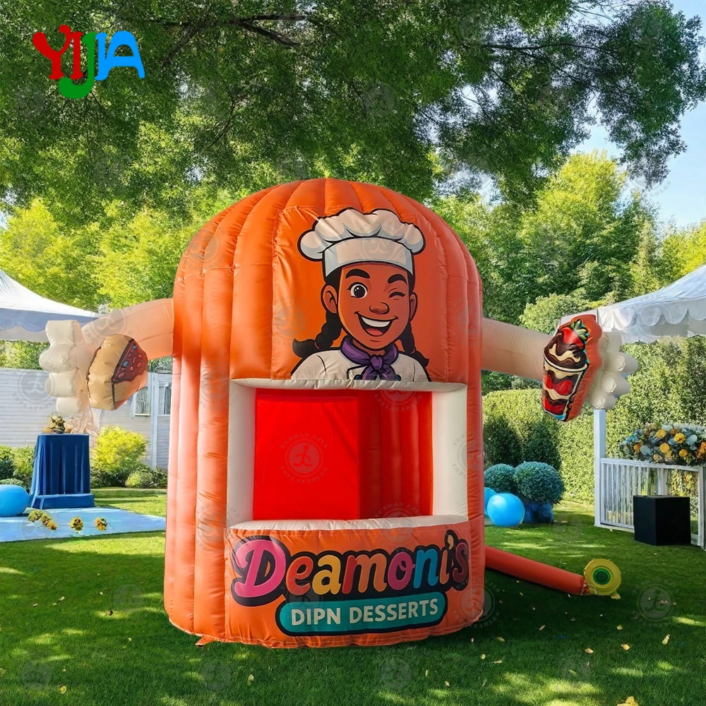 

Commerical Outdoor Portable Custom Stand Kiosk with Blower 13ft Inflatable Lemon Booth Stand For Advertising, Events, Promotion