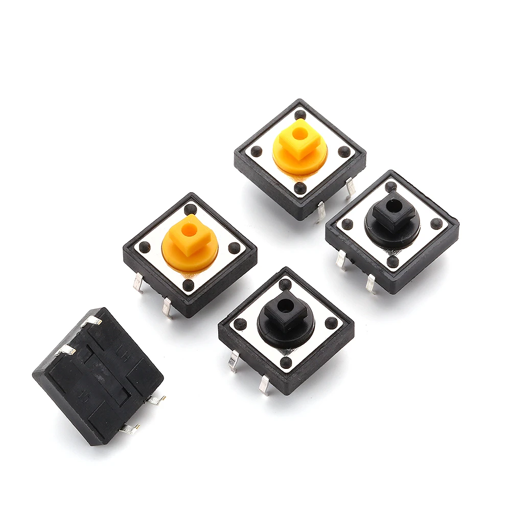 Tactile Push Button Switch Momentary 12*12*7.3MM Micro switch button with knob White Black Yellow Blue Red Kit 12x12x7.3mm